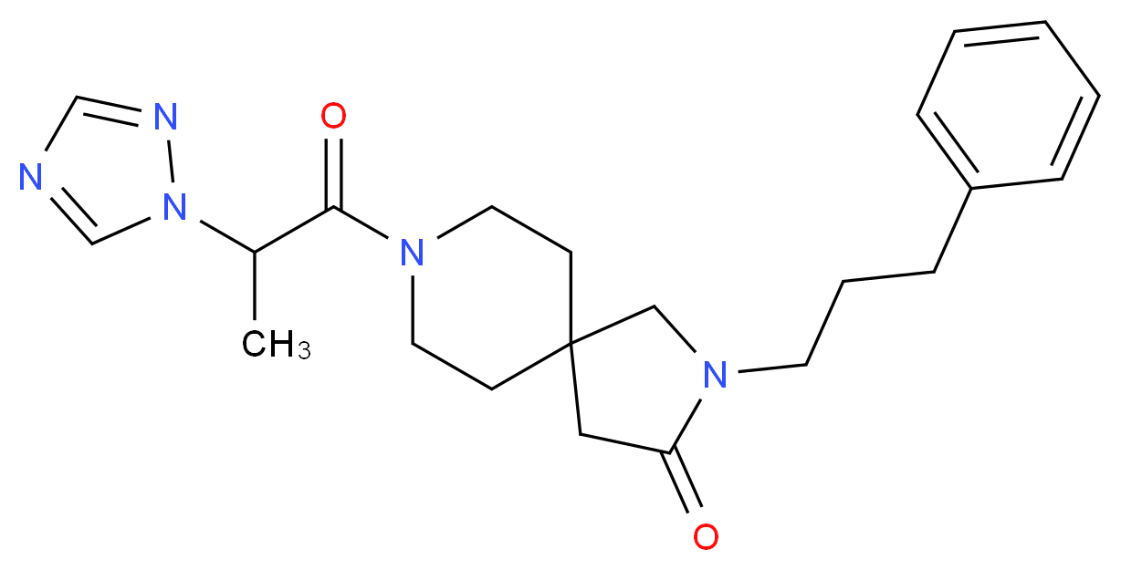 2-(3-phenylpropyl)-8-[2-(1H-1,2,4-triazol-1-yl)propanoyl]-2,8-diazaspiro[4.5]decan-3-one_分子结构_CAS_)