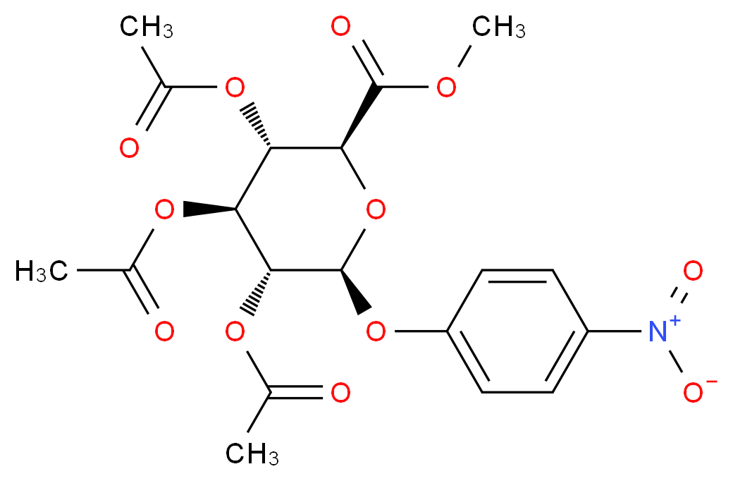 methyl (2S,3S,4S,5R,6S)-3,4,5-tris(acetyloxy)-6-(4-nitrophenoxy)oxane-2-carboxylate_分子结构_CAS_18472-49-6