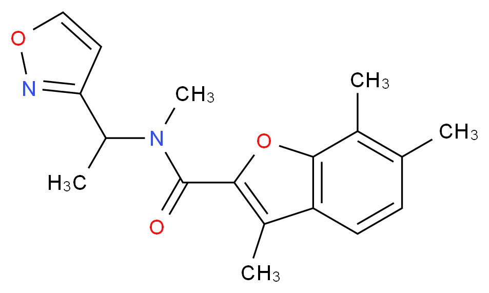 N-[1-(3-isoxazolyl)ethyl]-N,3,6,7-tetramethyl-1-benzofuran-2-carboxamide_分子结构_CAS_)