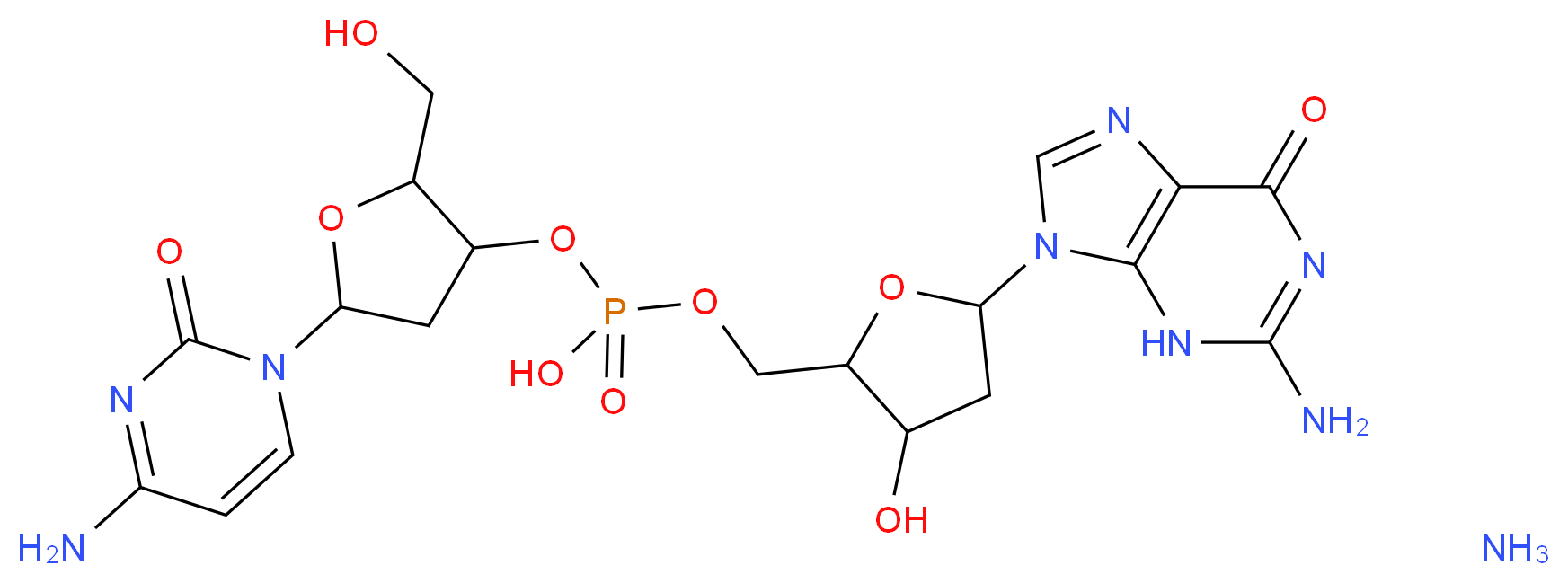 {[5-(4-amino-2-oxo-1,2-dihydropyrimidin-1-yl)-2-(hydroxymethyl)oxolan-3-yl]oxy}({[5-(2-amino-6-oxo-6,9-dihydro-3H-purin-9-yl)-3-hydroxyoxolan-2-yl]methoxy})phosphinic acid amine_分子结构_CAS_77710-57-7
