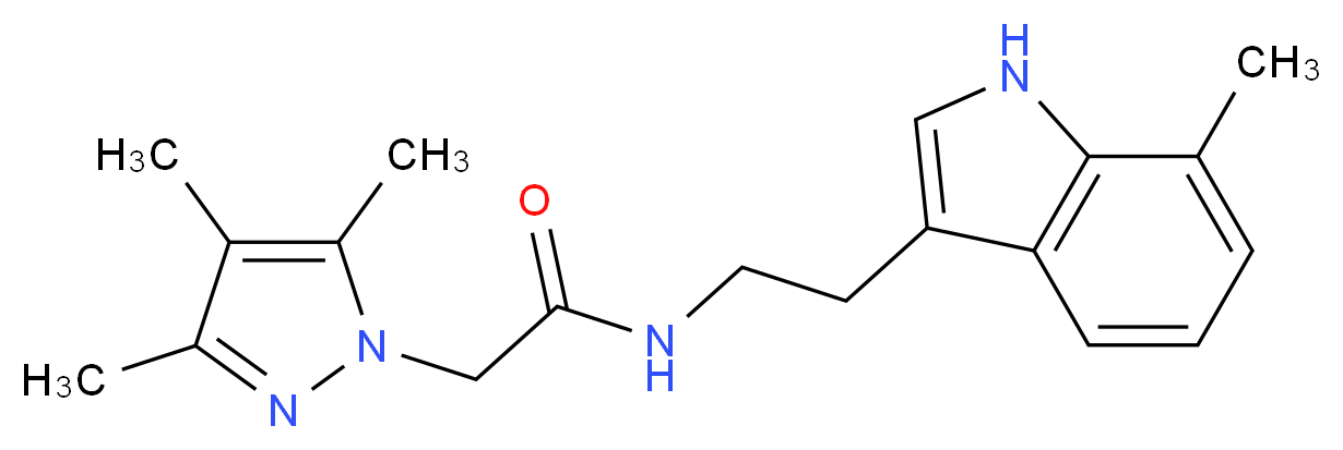 N-[2-(7-methyl-1H-indol-3-yl)ethyl]-2-(3,4,5-trimethyl-1H-pyrazol-1-yl)acetamide_分子结构_CAS_)
