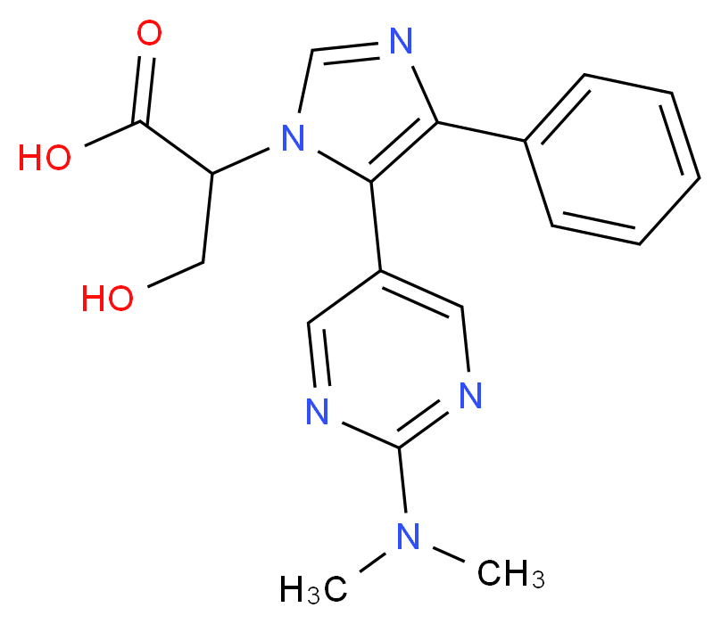 2-{5-[2-(dimethylamino)-5-pyrimidinyl]-4-phenyl-1H-imidazol-1-yl}-3-hydroxypropanoic acid_分子结构_CAS_)