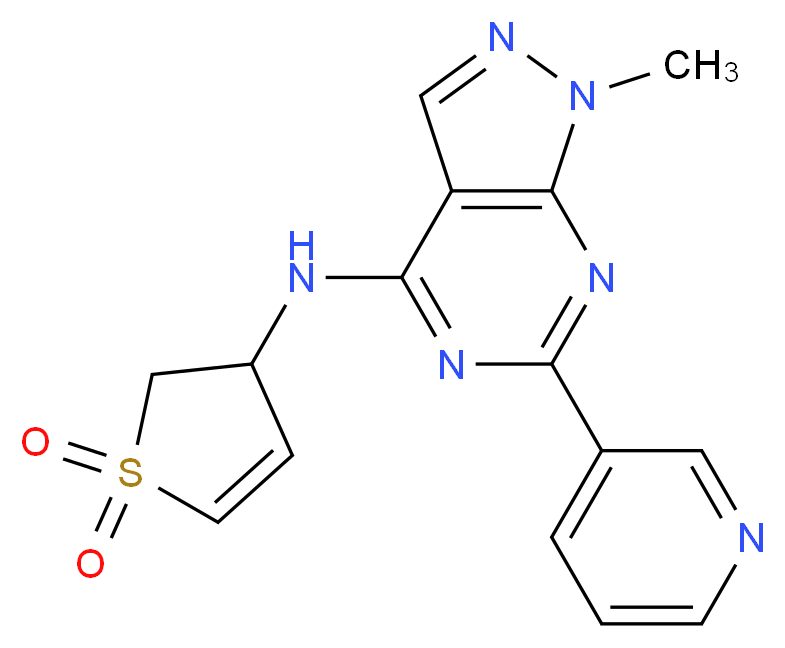 N-(1,1-dioxido-2,3-dihydro-3-thienyl)-1-methyl-6-(3-pyridinyl)-1H-pyrazolo[3,4-d]pyrimidin-4-amine_分子结构_CAS_)