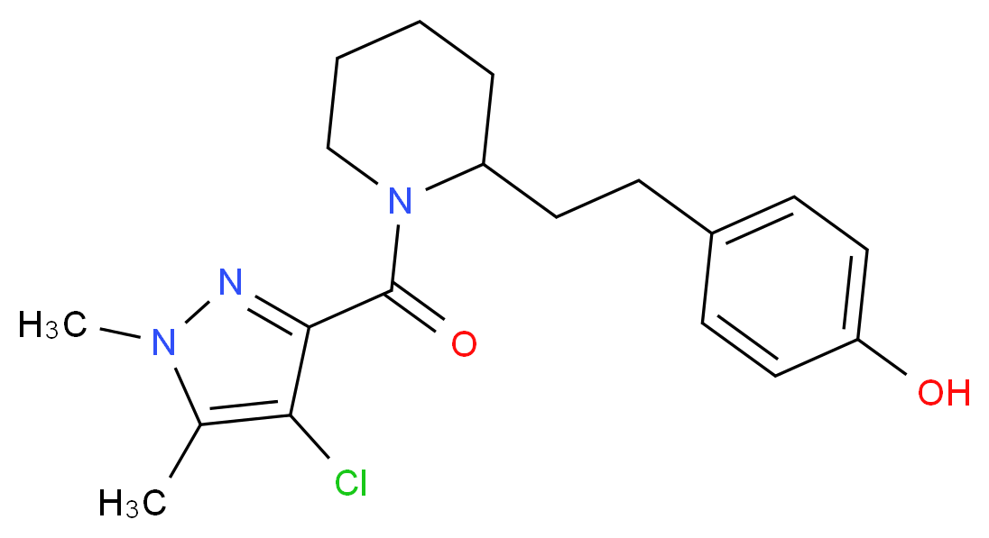 4-(2-{1-[(4-chloro-1,5-dimethyl-1H-pyrazol-3-yl)carbonyl]-2-piperidinyl}ethyl)phenol_分子结构_CAS_)