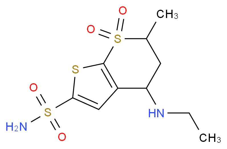 4-(ethylamino)-2-methyl-1,1-dioxo-2H,3H,4H-1λ<sup>6</sup>,7-thieno[2,3-b][1λ<sup>6</sup>]thiopyran-6-sulfonamide_分子结构_CAS_120279-96-1