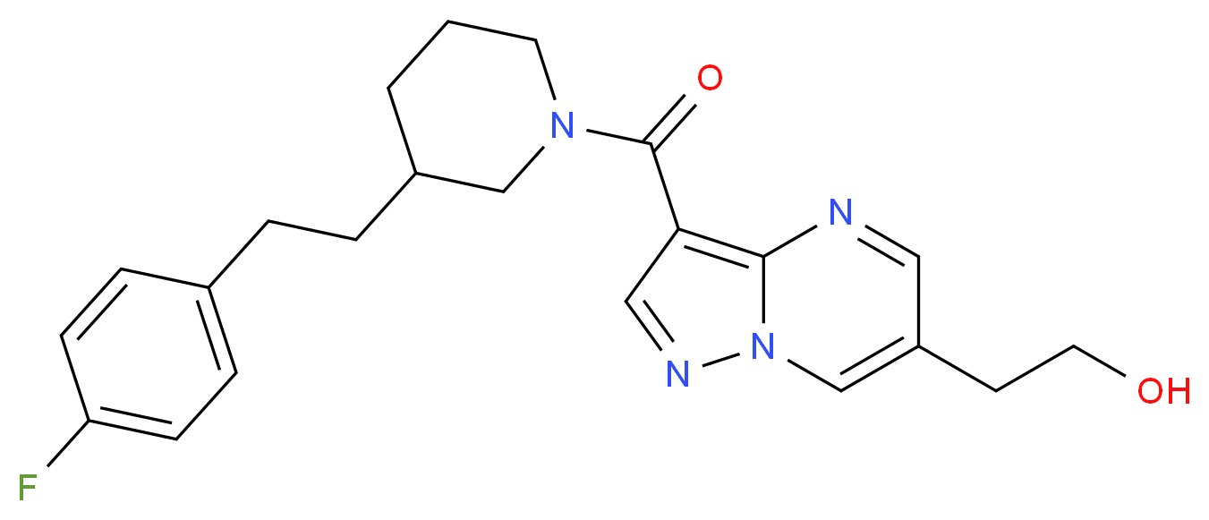 2-[3-({3-[2-(4-fluorophenyl)ethyl]-1-piperidinyl}carbonyl)pyrazolo[1,5-a]pyrimidin-6-yl]ethanol_分子结构_CAS_)