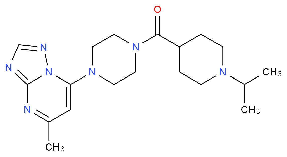 7-{4-[(1-isopropyl-4-piperidinyl)carbonyl]-1-piperazinyl}-5-methyl[1,2,4]triazolo[1,5-a]pyrimidine_分子结构_CAS_)
