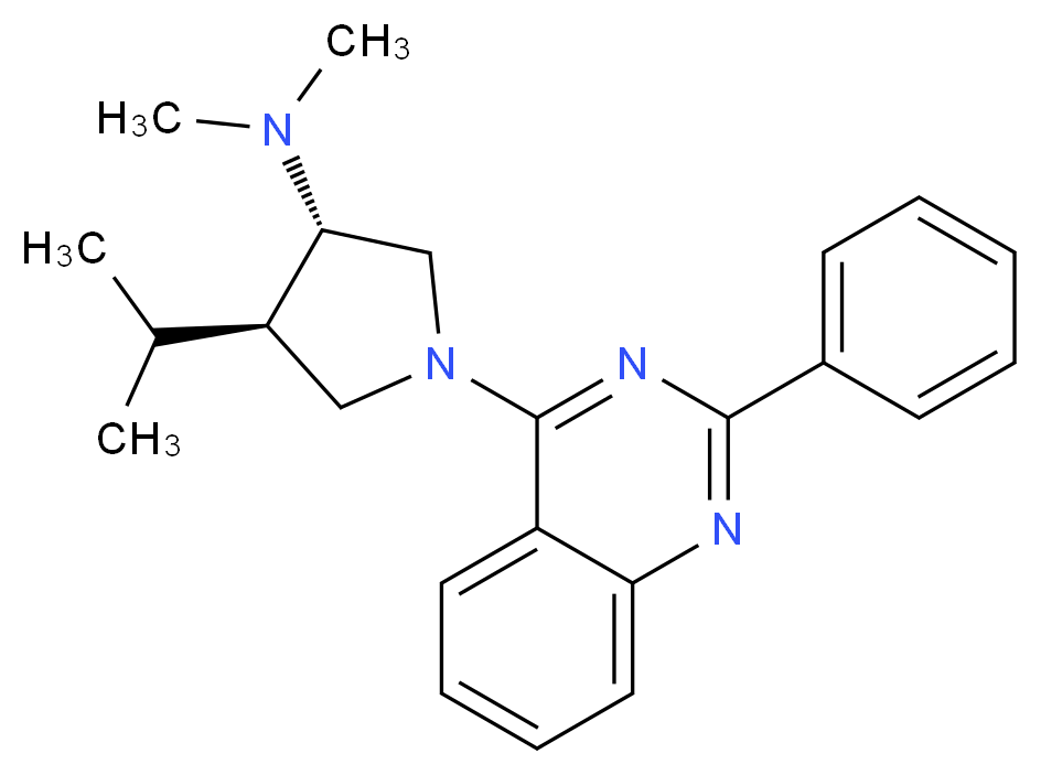(3S*,4R*)-4-isopropyl-N,N-dimethyl-1-(2-phenylquinazolin-4-yl)pyrrolidin-3-amine_分子结构_CAS_)