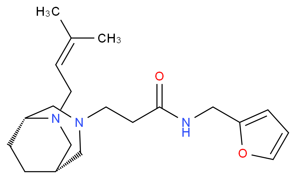 N-(2-furylmethyl)-3-[(1S*,5R*)-6-(3-methyl-2-buten-1-yl)-3,6-diazabicyclo[3.2.2]non-3-yl]propanamide_分子结构_CAS_)