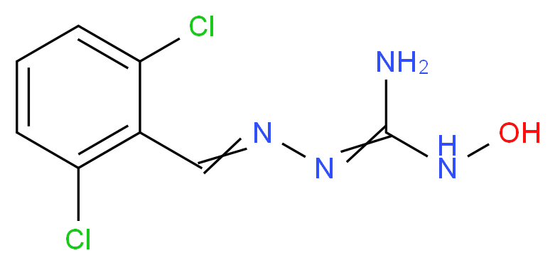 2-{[(2,6-dichlorophenyl)methylidene]amino}-1-hydroxyguanidine_分子结构_CAS_24047-25-4