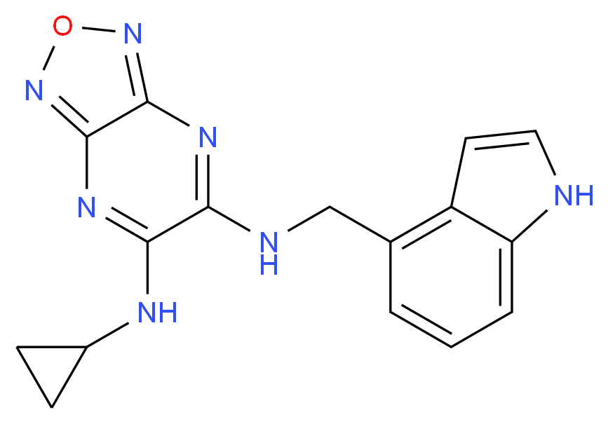 N-cyclopropyl-N'-(1H-indol-4-ylmethyl)[1,2,5]oxadiazolo[3,4-b]pyrazine-5,6-diamine_分子结构_CAS_)