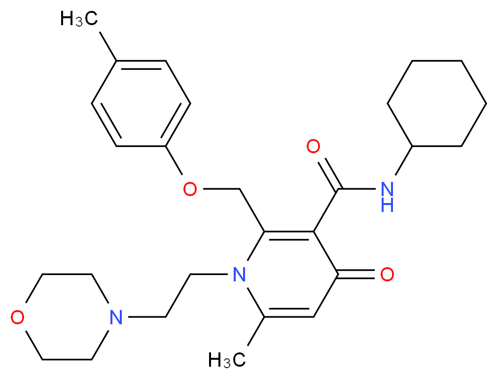 N-cyclohexyl-6-methyl-2-[(4-methylphenoxy)methyl]-1-[2-(4-morpholinyl)ethyl]-4-oxo-1,4-dihydro-3-pyridinecarboxamide_分子结构_CAS_)