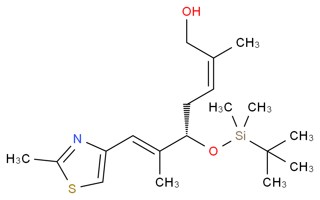 (-)-(2Z,5S,6E)-5-{[tert-Butyl(dimethyl)silyl]oxy}-2,6-dimethyl-7-(2-methyl-1,3-thiazol-4-yl)hepta-2,6-dien-1-ol_分子结构_CAS_218614-16-5)