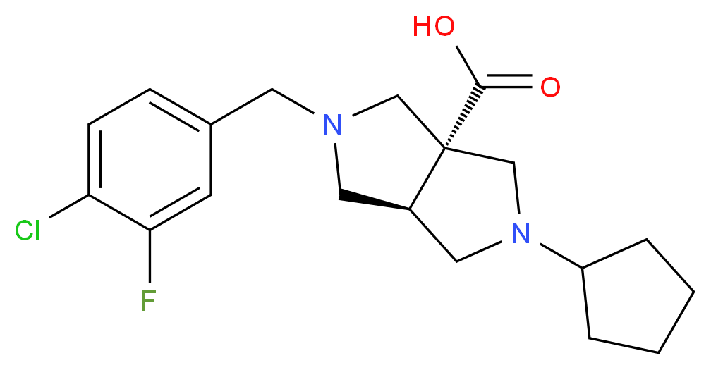(3aR*,6aR*)-2-(4-chloro-3-fluorobenzyl)-5-cyclopentylhexahydropyrrolo[3,4-c]pyrrole-3a(1H)-carboxylic acid_分子结构_CAS_)