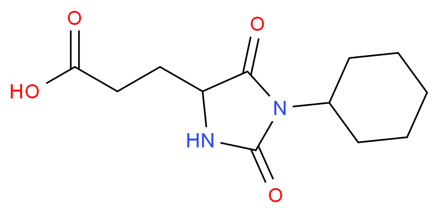 3-(1-Cyclohexyl-2,5-dioxo-imidazolidin-4-yl)-propionic acid_分子结构_CAS_)