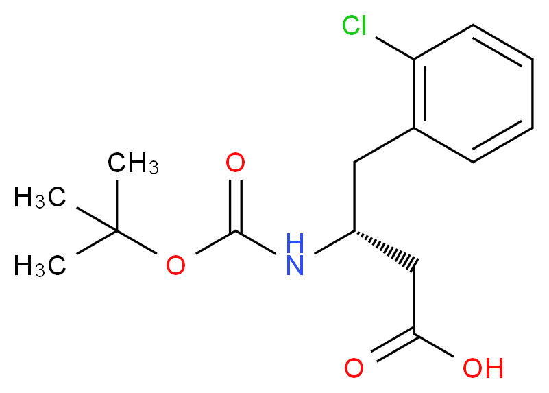 (3R)-3-{[(tert-butoxy)carbonyl]amino}-4-(2-chlorophenyl)butanoic acid_分子结构_CAS_218608-93-6