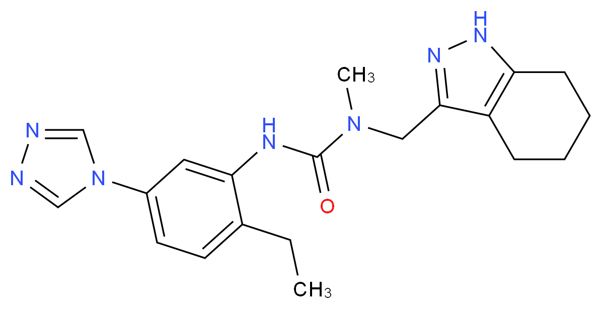 N'-[2-ethyl-5-(4H-1,2,4-triazol-4-yl)phenyl]-N-methyl-N-(4,5,6,7-tetrahydro-1H-indazol-3-ylmethyl)urea_分子结构_CAS_)