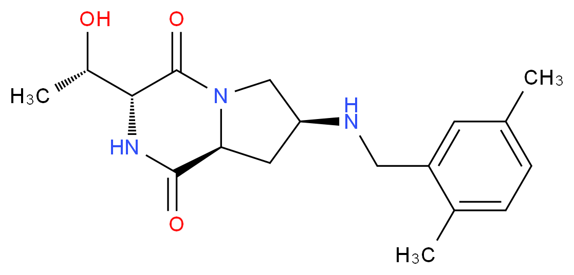 (3R,7S,8aS)-7-[(2,5-dimethylbenzyl)amino]-3-[(1S)-1-hydroxyethyl]hexahydropyrrolo[1,2-a]pyrazine-1,4-dione_分子结构_CAS_)