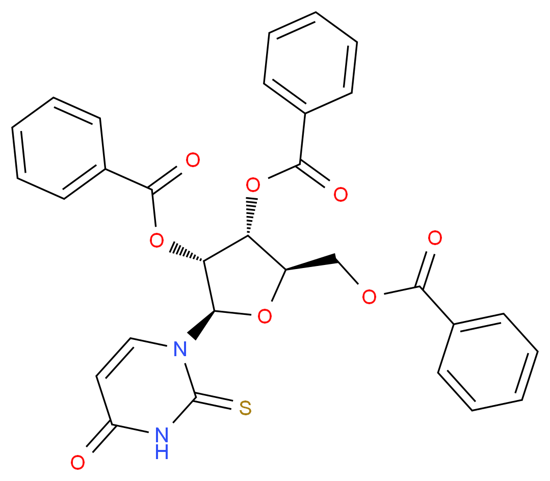 (2R,3R,4R,5R)-4-(benzoyloxy)-5-[(benzoyloxy)methyl]-2-(4-oxo-2-sulfanylidene-1,2,3,4-tetrahydropyrimidin-1-yl)oxolan-3-yl benzoate_分子结构_CAS_21052-18-6