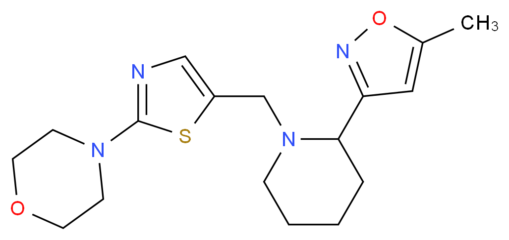 4-(5-{[2-(5-methylisoxazol-3-yl)piperidin-1-yl]methyl}-1,3-thiazol-2-yl)morpholine_分子结构_CAS_)
