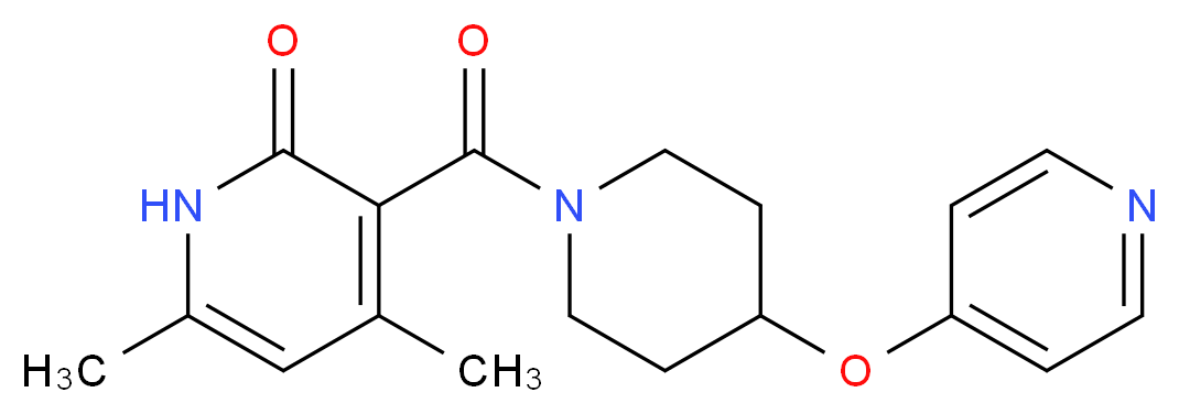 4,6-dimethyl-3-{[4-(4-pyridinyloxy)-1-piperidinyl]carbonyl}-2(1H)-pyridinone_分子结构_CAS_)