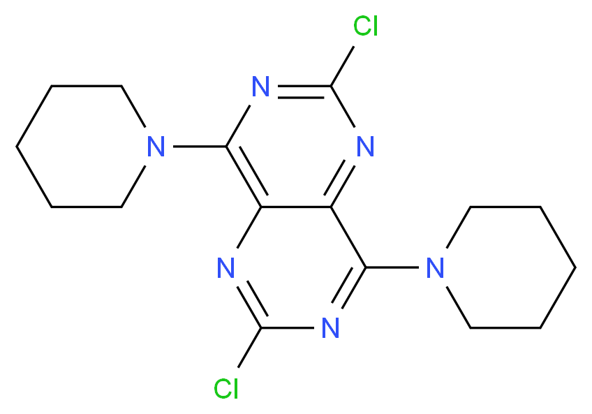 1-[2,6-dichloro-8-(piperidin-1-yl)pyrimido[5,4-d][1,3]diazin-4-yl]piperidine_分子结构_CAS_7139-02-8