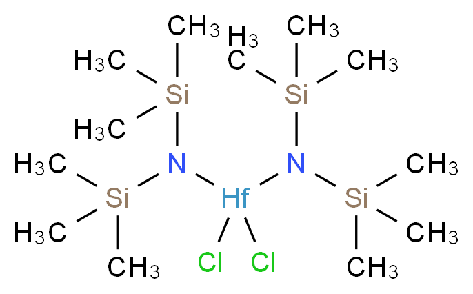 4,4-dichloro-2,2,6,6-tetramethyl-3,5-bis(trimethylsilyl)-3,5-diaza-2,6-disila-4-hafnaheptane_分子结构_CAS_70969-29-8