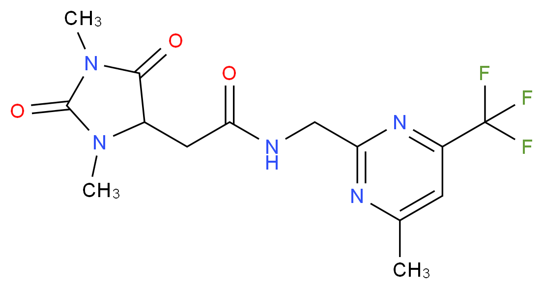 2-(1,3-dimethyl-2,5-dioxo-4-imidazolidinyl)-N-{[4-methyl-6-(trifluoromethyl)-2-pyrimidinyl]methyl}acetamide_分子结构_CAS_)