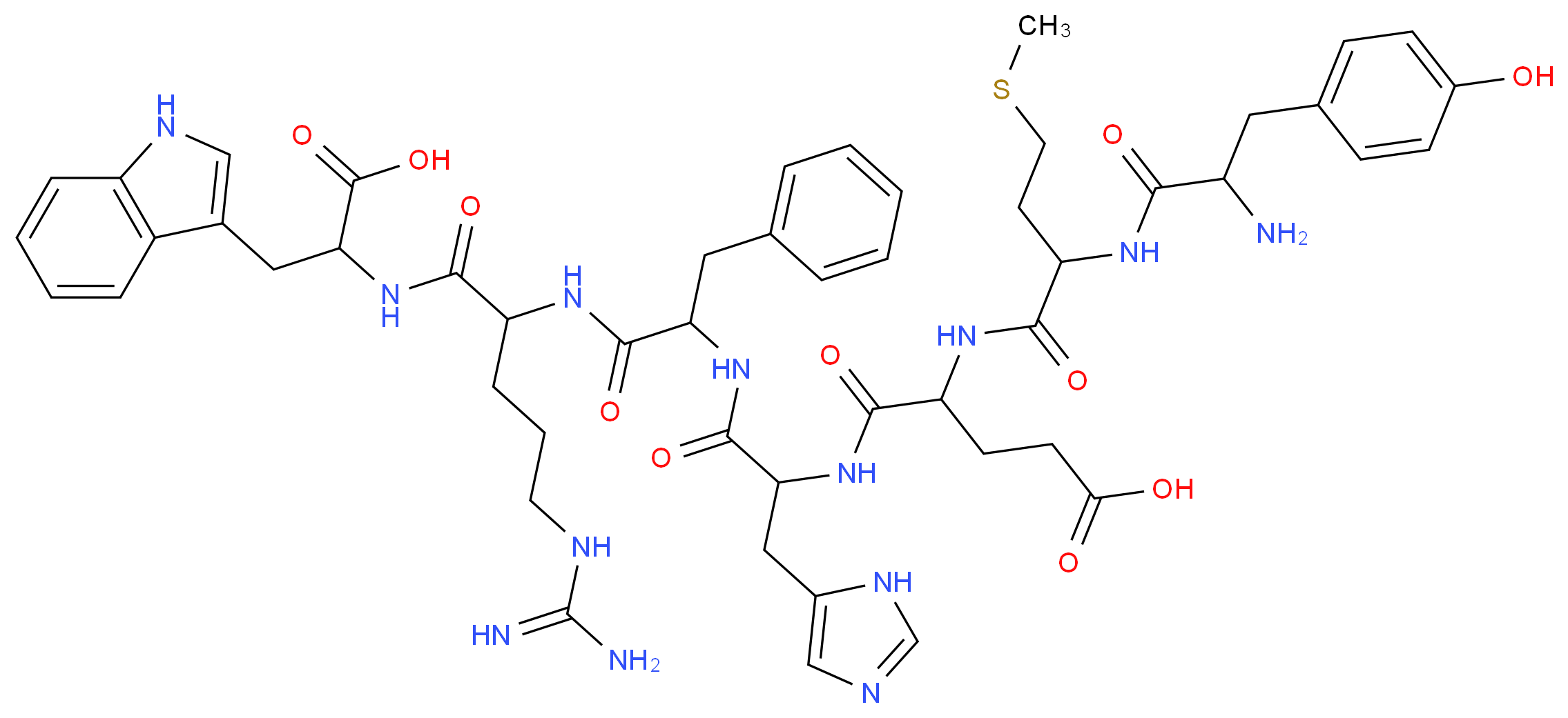 4-{2-[2-amino-3-(4-hydroxyphenyl)propanamido]-4-(methylsulfanyl)butanamido}-4-{[1-({1-[(4-carbamimidamido-1-{[1-carboxy-2-(1H-indol-3-yl)ethyl]carbamoyl}butyl)carbamoyl]-2-phenylethyl}carbamoyl)-2-(1H-imidazol-5-yl)ethyl]carbamoyl}butanoic acid_分子结构_CAS_129813-57-6