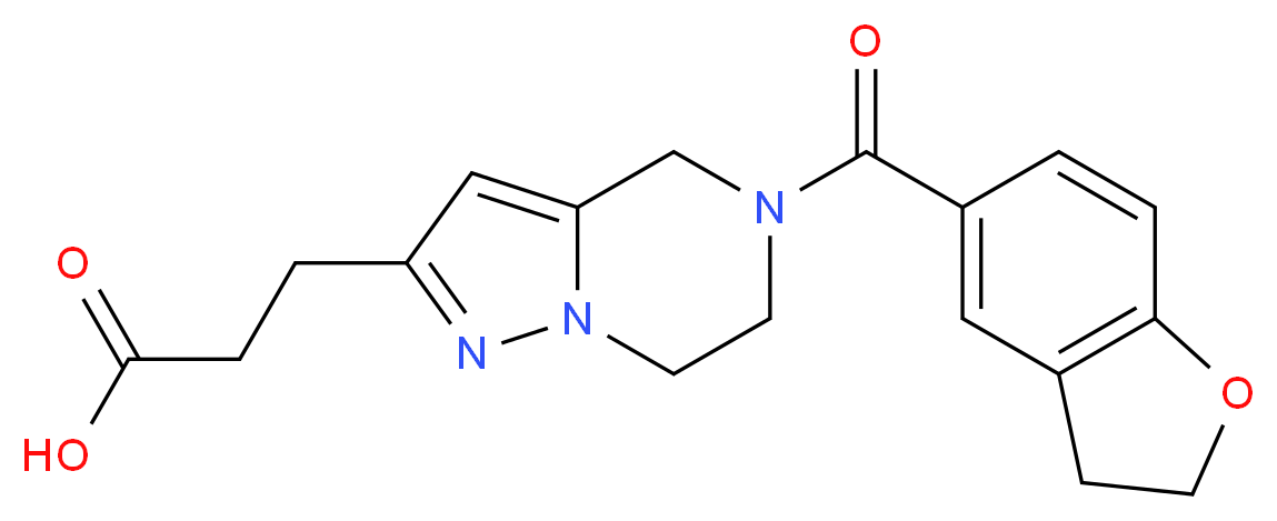 3-[5-(2,3-dihydro-1-benzofuran-5-ylcarbonyl)-4,5,6,7-tetrahydropyrazolo[1,5-a]pyrazin-2-yl]propanoic acid_分子结构_CAS_)