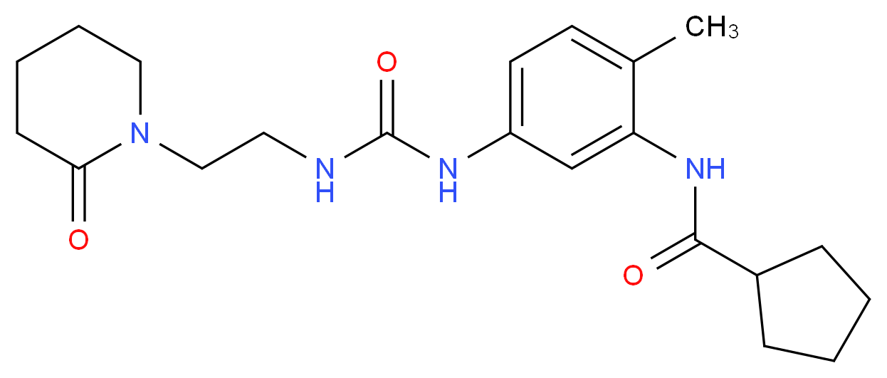 N-{2-methyl-5-[({[2-(2-oxopiperidin-1-yl)ethyl]amino}carbonyl)amino]phenyl}cyclopentanecarboxamide_分子结构_CAS_)