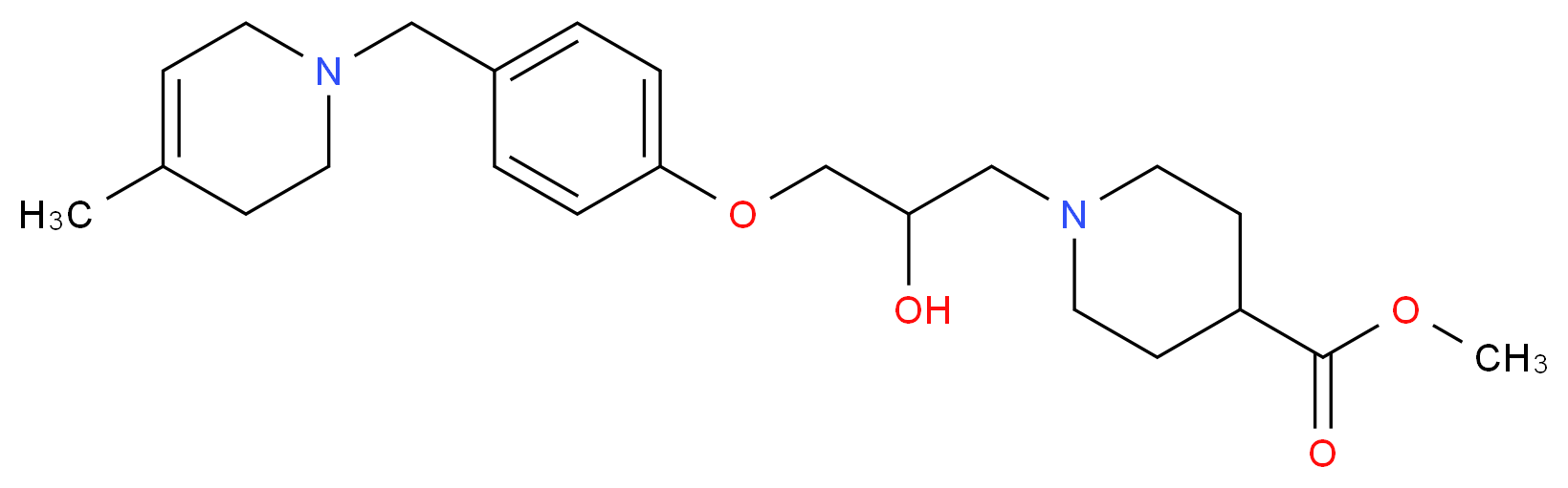 methyl 1-(2-hydroxy-3-{4-[(4-methyl-3,6-dihydropyridin-1(2H)-yl)methyl]phenoxy}propyl)piperidine-4-carboxylate_分子结构_CAS_)