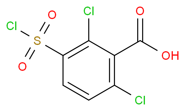 2,6-dichloro-3-(chlorosulfonyl)benzoic acid_分子结构_CAS_53553-05-2