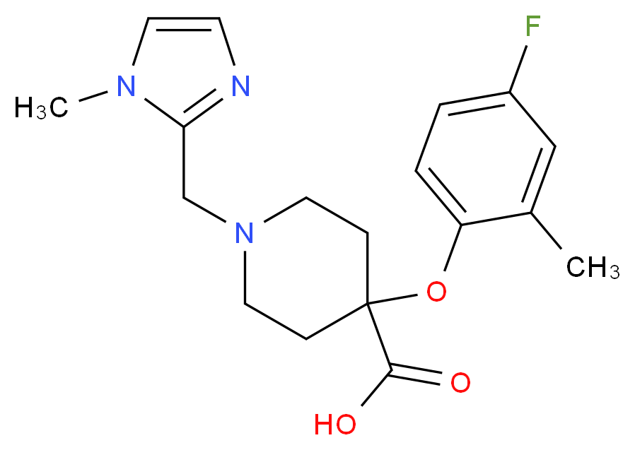 4-(4-fluoro-2-methylphenoxy)-1-[(1-methyl-1H-imidazol-2-yl)methyl]piperidine-4-carboxylic acid_分子结构_CAS_)