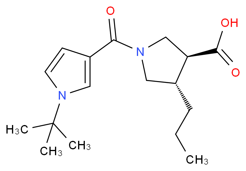 (3S*,4S*)-1-[(1-tert-butyl-1H-pyrrol-3-yl)carbonyl]-4-propylpyrrolidine-3-carboxylic acid_分子结构_CAS_)