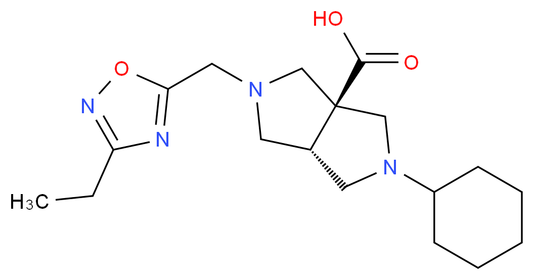 (3aS*,6aS*)-2-cyclohexyl-5-[(3-ethyl-1,2,4-oxadiazol-5-yl)methyl]hexahydropyrrolo[3,4-c]pyrrole-3a(1H)-carboxylic acid_分子结构_CAS_)