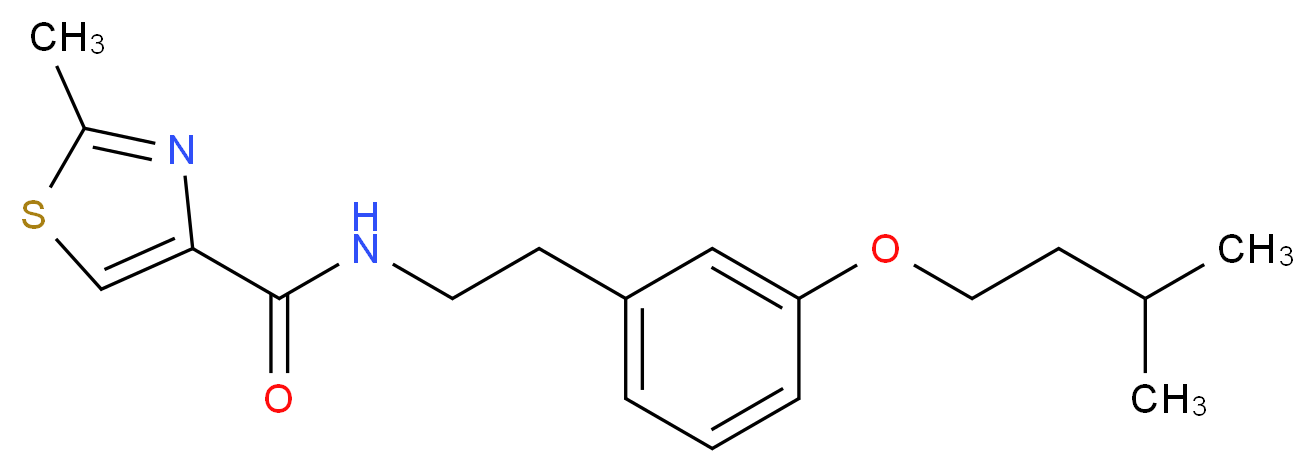 2-methyl-N-{2-[3-(3-methylbutoxy)phenyl]ethyl}-1,3-thiazole-4-carboxamide_分子结构_CAS_)