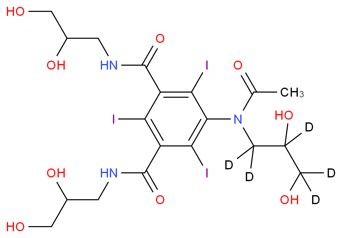 5-{N-[dihydroxy(<sup>2</sup>H<sub>5</sub>)propyl]acetamido}-1-N,3-N-bis(2,3-dihydroxypropyl)-2,4,6-triiodobenzene-1,3-dicarboxamide_分子结构_CAS_81447-79-2