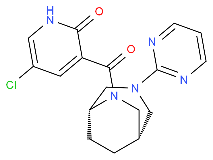 5-chloro-3-{[(1S*,5R*)-3-(2-pyrimidinyl)-3,6-diazabicyclo[3.2.2]non-6-yl]carbonyl}-2(1H)-pyridinone_分子结构_CAS_)