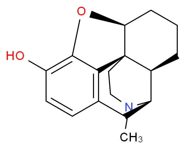 (1S,5R,13S,17R)-4-methyl-12-oxa-4-azapentacyclo[9.6.1.0<sup>1</sup>,<sup>1</sup><sup>3</sup>.0<sup>5</sup>,<sup>1</sup><sup>7</sup>.0<sup>7</sup>,<sup>1</sup><sup>8</sup>]octadeca-7(18),8,10-trien-10-ol_分子结构_CAS_427-00-9