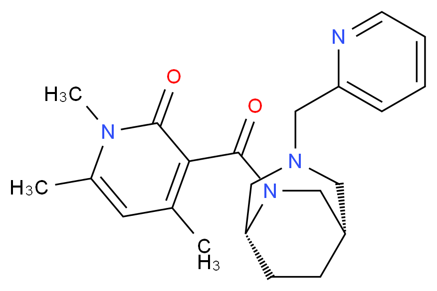 1,4,6-trimethyl-3-{[(1S*,5R*)-3-(pyridin-2-ylmethyl)-3,6-diazabicyclo[3.2.2]non-6-yl]carbonyl}pyridin-2(1H)-one_分子结构_CAS_)