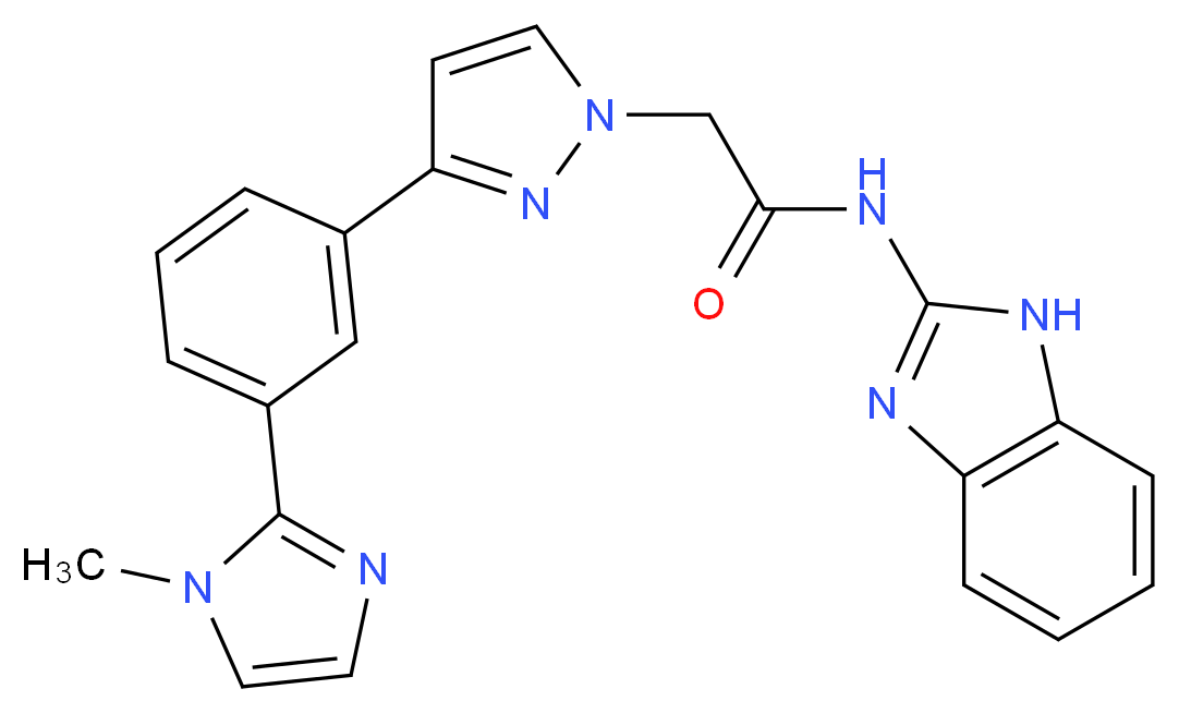 N-1H-benzimidazol-2-yl-2-{3-[3-(1-methyl-1H-imidazol-2-yl)phenyl]-1H-pyrazol-1-yl}acetamide_分子结构_CAS_)