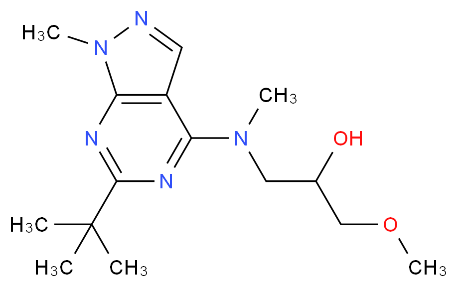 1-[(6-tert-butyl-1-methyl-1H-pyrazolo[3,4-d]pyrimidin-4-yl)(methyl)amino]-3-methoxy-2-propanol_分子结构_CAS_)