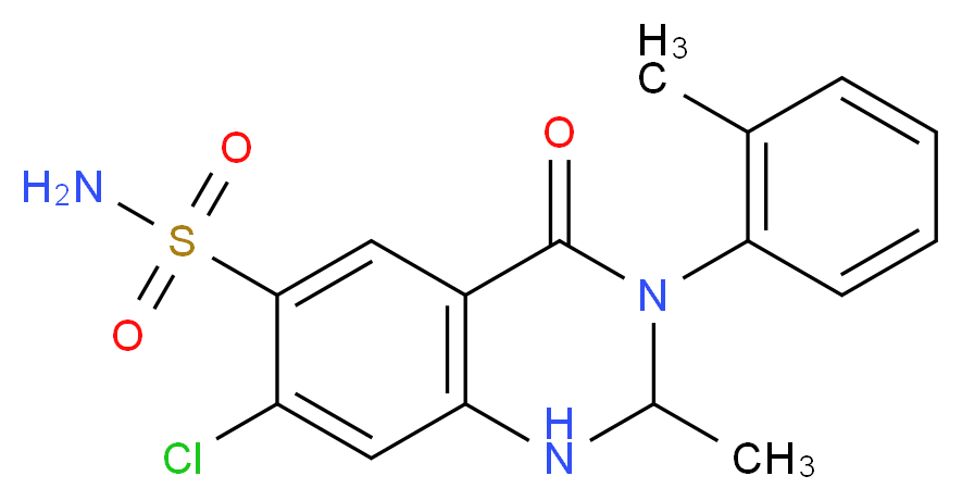 7-Chloro-2-methyl-4-oxo-3-(o-tolyl)-1,2,3,4-tetrahydroquinazoline-6-sulfonamide_分子结构_CAS_17560-51-9)