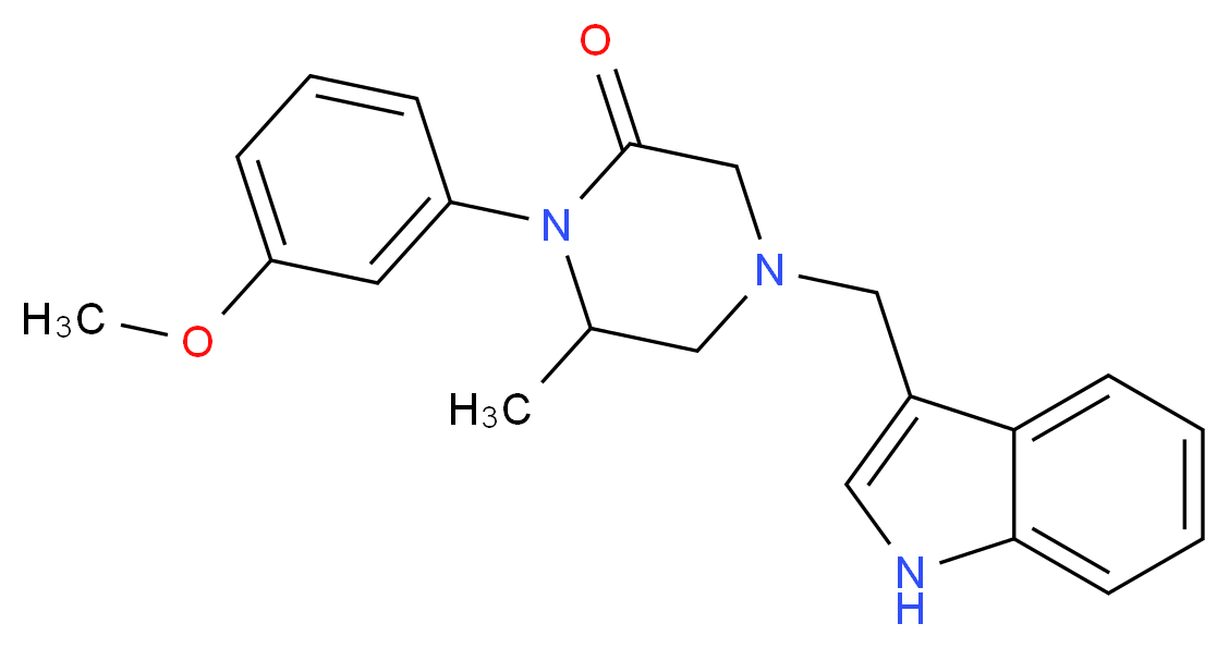 4-(1H-indol-3-ylmethyl)-1-(3-methoxyphenyl)-6-methyl-2-piperazinone_分子结构_CAS_)