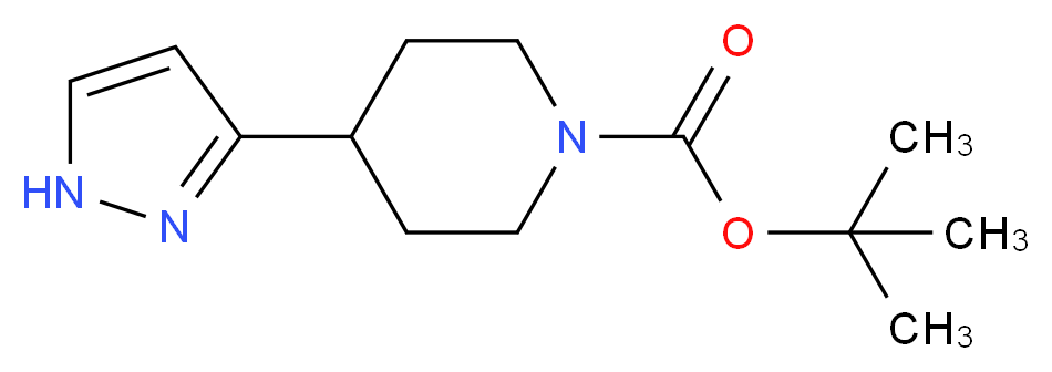 1-PIPERIDINECARBOXYLIC ACID, 4-(1H-PYRAZOL-3-YL)-, 1,1-DIMETHYLETHYL ESTER_分子结构_CAS_278798-07-5)