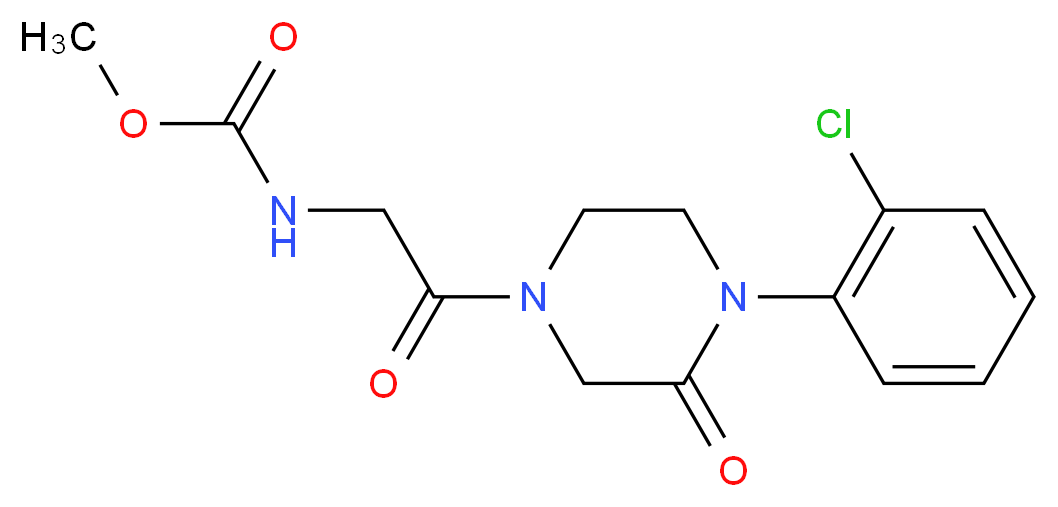 methyl {2-[4-(2-chlorophenyl)-3-oxo-1-piperazinyl]-2-oxoethyl}carbamate (non-preferred name)_分子结构_CAS_)