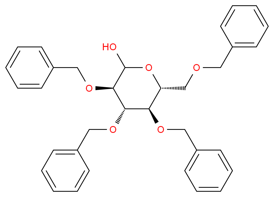 (3R,4S,5R,6R)-3,4,5-tris(benzyloxy)-6-[(benzyloxy)methyl]oxan-2-ol_分子结构_CAS_4132-28-9