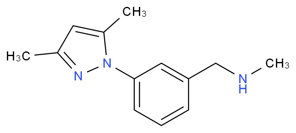 {[3-(3,5-dimethyl-1H-pyrazol-1-yl)phenyl]methyl}(methyl)amine_分子结构_CAS_956804-32-3