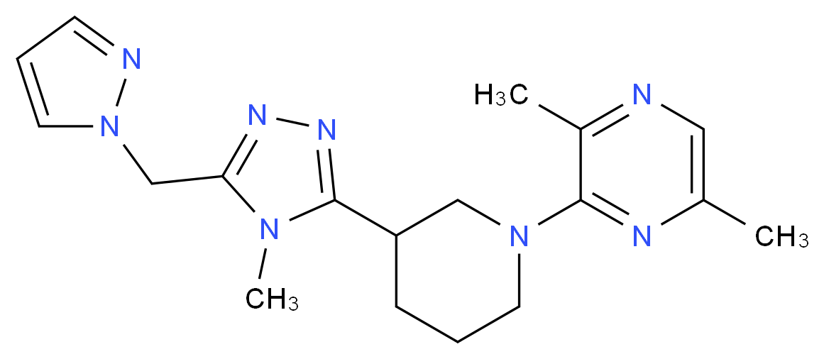 2,5-dimethyl-3-{3-[4-methyl-5-(1H-pyrazol-1-ylmethyl)-4H-1,2,4-triazol-3-yl]piperidin-1-yl}pyrazine_分子结构_CAS_)